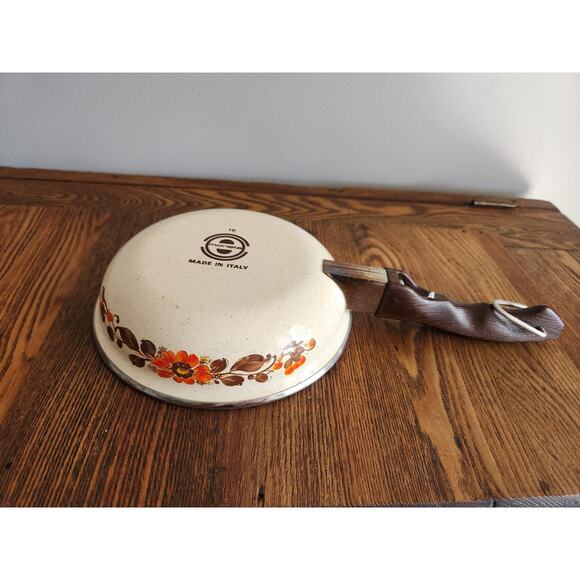 Vintage Moneta #16 Enamelware Made In Italy Small Frying Pan Orange Brown 6.5” - Picture 3 of 3